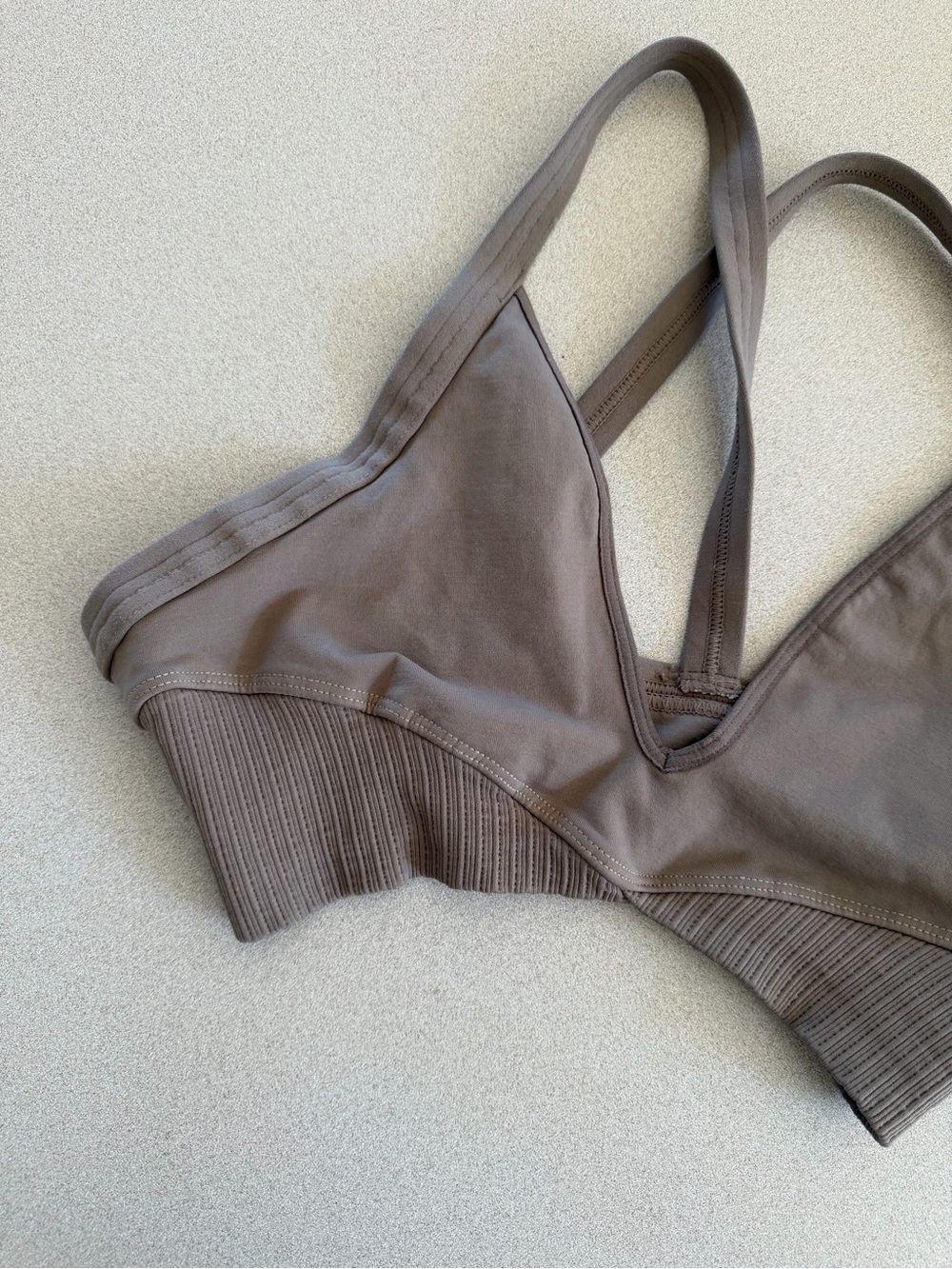 Free People Ribbed V-Neck Wireless Bralette - Taupe - Picture 2 of 5
